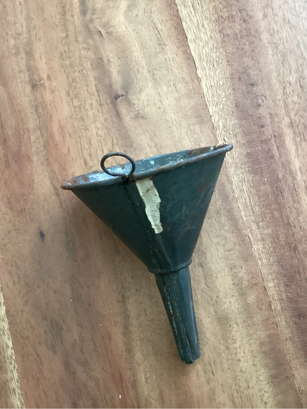 Vtg. Grey metal or galvanized tin funnel with classical conical shape with a